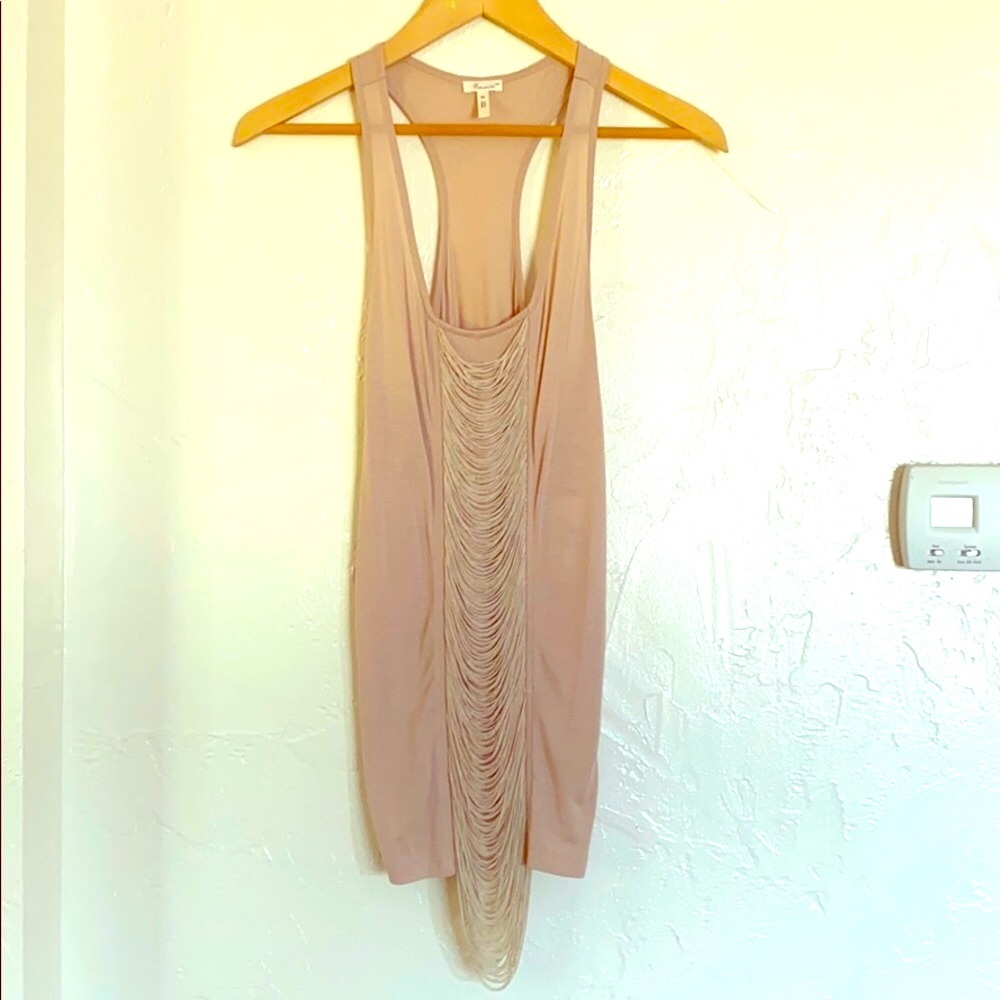 Tan Fringe Detail Racerback Tank XS